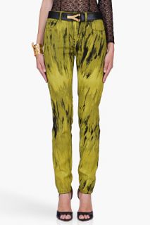 Versus Tapered Yellow Printed Denim Jeans for women