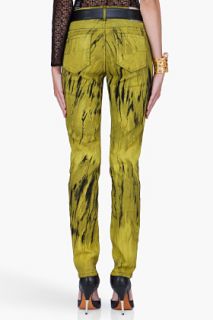 Versus Tapered Yellow Printed Denim Jeans for women