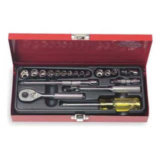 Socket Set, Std, SAE, 1/4 Dr, 19 Pc Be the first to write a review