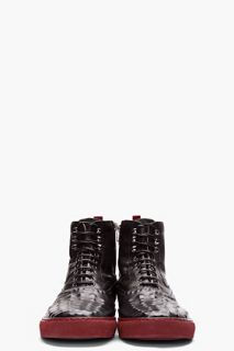 Alexander McQueen Black Hand embossed Leather Sneakers for men