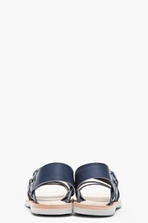 Alexander McQueen Navy Leather Minnesota Vibram Sandals for men