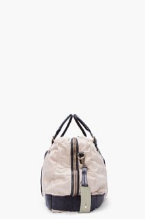 Diesel Pale Green And Leather Duffie Bag for men