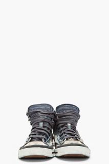 Diesel Indigo Distressed Denim Exposure I Sneakers for men