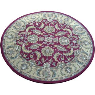 Indo Hand tufted Red Wool Rug (8 Round)
