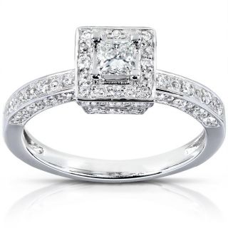 14k White Gold 1/2ct TDW Diamond Halo Engagement Ring Today $739.99 4
