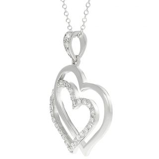 Journee Collection Silvertone Pave set CZ Interlocking Heart Necklace