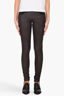 Superfine Leather Front Jeans for women