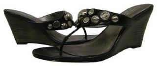 Coach Signature Harllow Black Wedge Sandals Shoes