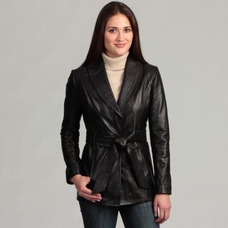 Collezione Italia Womens Leather Wrap Coat