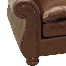 Yale Mahogany Italian Leather Sofa and Two Chairs