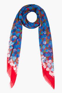 Marc Jacobs Red And Blue Carnation Scarf for women