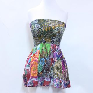 Womens Cotton Colorful Convertible Tube Top/ Mini Skirt (Nepal
