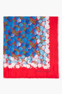 Marc Jacobs Red And Blue Carnation Scarf for women