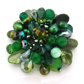 Green Blossoming Lotus Aventurine Stone Floral Pin/Brooch (Thailand