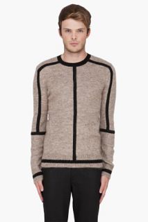 Neil Barrett Taupe Mohair Contrast Sweater for men