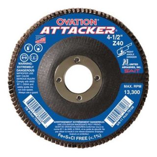 United Abrasives Sait 76206 Flap Disc, Type 27, 4.5 D, 7/8 Hole, 40 Grit