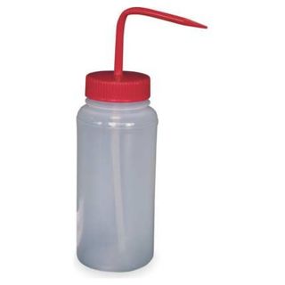 Vestil BTL WW 16R Wash Bottle, Wide, Red, Polypropylene