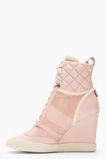 Chloe Pink Snakeskin Wedge Sneakers for women