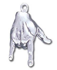 Solid Sterling Silver `I love You Sign Language Charm