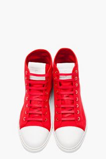 Marc Jacobs Red And White Parker High top Sneakers for men