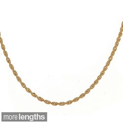 Roberto Martinez 14k Yellow Gold Diamond Cut Rope Chain Necklace (1 mm
