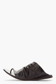 Marsèll Black Creased Leather Cang Sandals for men