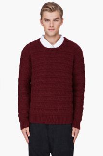 Raf Simons Burgundy Angora Wool Knit Sweater for men