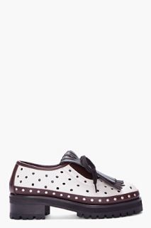 Marni Three tone Punched leather Fringed Oxford for women