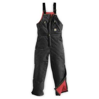 Carhartt R38 BLK 50 30 Bib Overalls, Black, Size 50x30 In