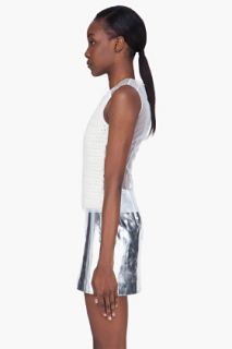 Simone Rocha White Wool Knit Sheer Back Tank Top for women