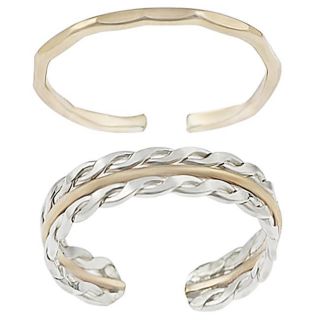 Tressa Sterling Silver Two tone Two piece Toe Ring Set
