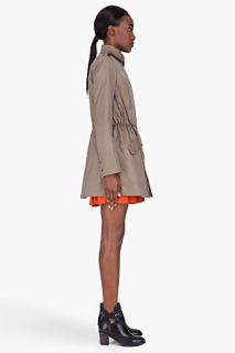 Thakoon Addition Taupe Drawstring Trench Coat for women