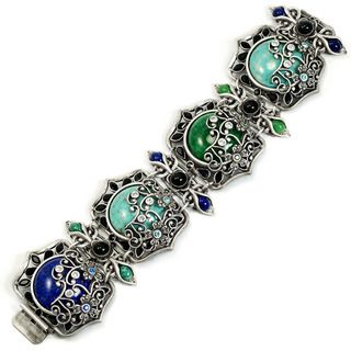 Sweet Romance Vintage Czech Glass Jasmine Panel Bracelet