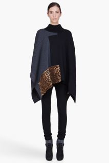 Y 3 Wool Blend Patchwork Poncho for women