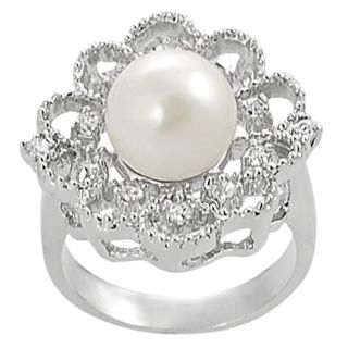Silvertone Cubic Zirconia Faux Pearl Ring Today $18.99 Sale $17.09