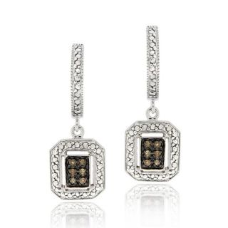 DB Designs Sterling Silver 1/8ct TDW Brown Diamond Dangle Earrings