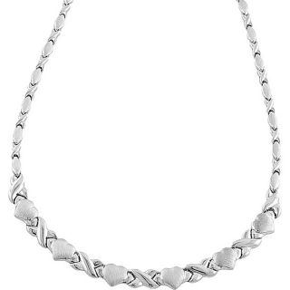 10k White Gold Graduated X and Heart Necklace