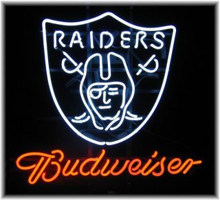 Budweiser Oakland Raiders Neon Bar Sign