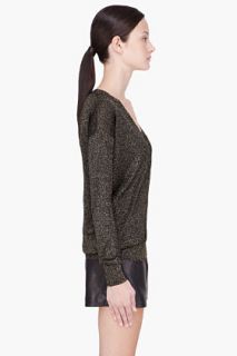 Diane Von Furstenberg Black & Metallic Gold Woven Ania Bis Sweater for women
