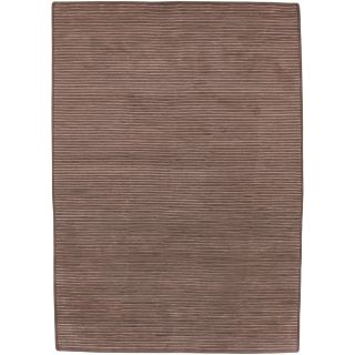 Hand knotted Solid Brown Casual Chesham Semi Worsted Wool Rug (8 x 11