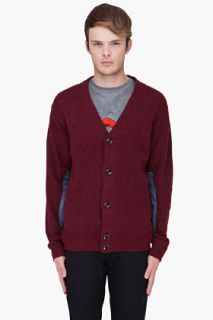 Paul Smith Jeans Burgundy Elbow Patch Cardigan for men