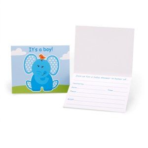 Blue Elephants Baby Shower Invitations Party Accessory