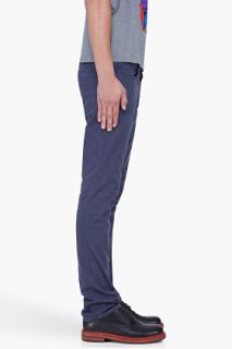 Yigal Azrouel Slim Blue Twill Trousers for men