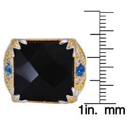 Michael Valitutti Black Onyx, Apatite and Sapphire Ring