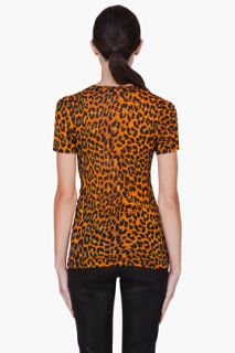 Christopher Kane Orange Leopard Print T shirt for women