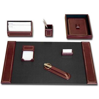 Dacasso Burgundy 24kt Gold Tooled Leather 7 piece Desk Set Today $699