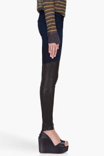 J Brand Dark Wash Leather accented Minx Jeans for women
