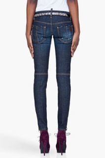 Dsquared2 Blue Super Slim Zip Jeans for women