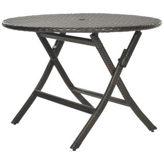 Safavieh Outdoor Living Brown PE Wicker Round Folding Table Today $