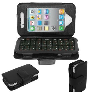 SKQUE iPhone 4 Black Mini Leather Case and Bluetooth Keyboard